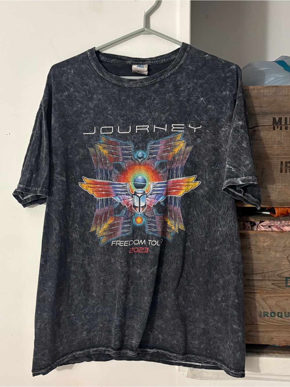 Journey Freedom Tour 2023 Graphic T-Shirt - Acid Wash Black Size Extra Large